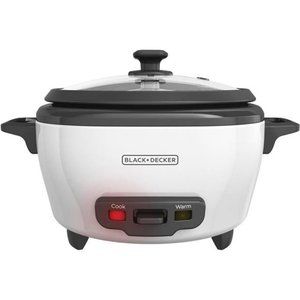 Rice Cooker 6-Cup (Cooked) with Steaming Basket, Removable Non-Stick Bowl, White